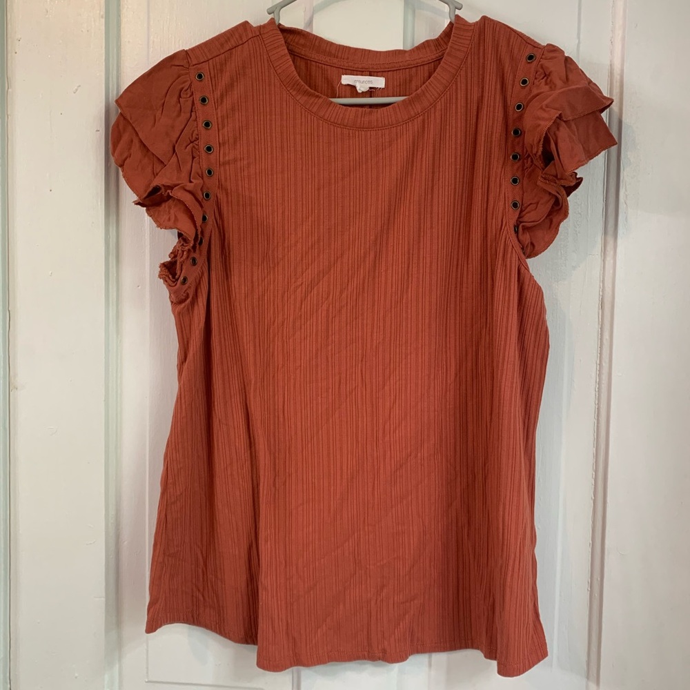 Maurices Terracotta Ruffle Sleeve Blouse